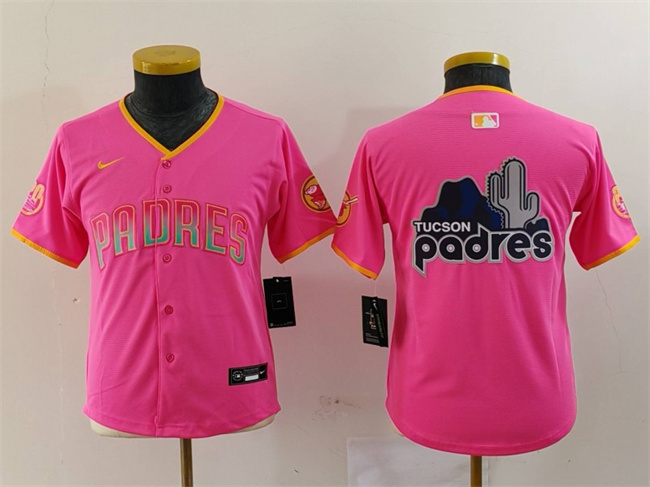 Youth San Diego Padres Team Big Logo Pink Stitched Baseball Jersey